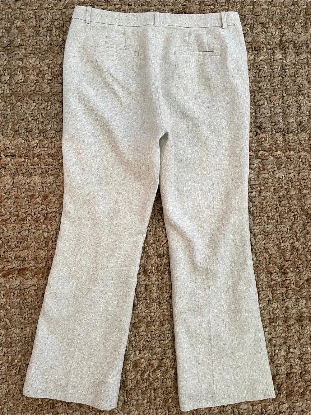 J.Crew Kaya Linen Blend Fully Lined Ivory Straight Leg Trousers Pants Size 6